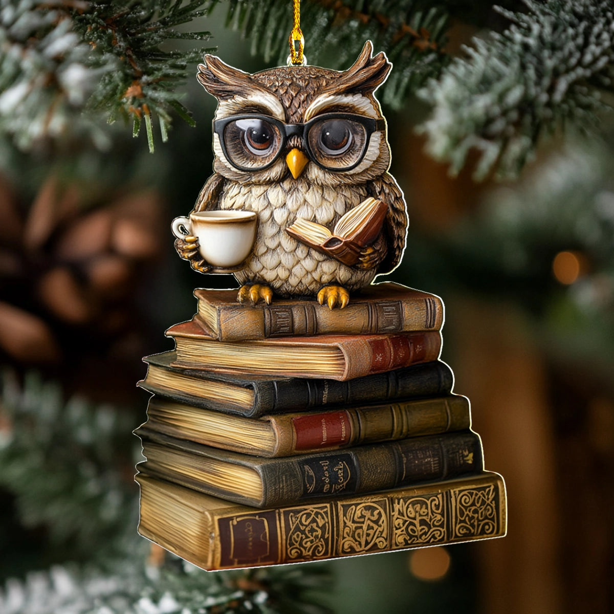 Shineful 2D Acrylic Ornament The Wise Bookworm Owl