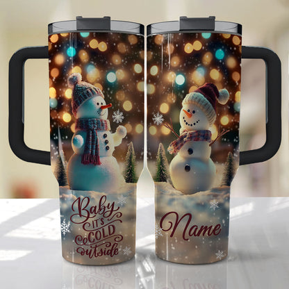 Shineful Glossy Tumbler Personalized Happy Snowman