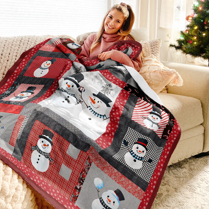 Shineful Fleece Blanket Playful Snowmen