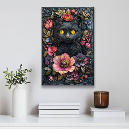 Shineful 2D Metal Sign Feline Floral Fantasy