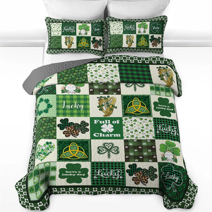 Shineful All Season Quilt 3-Piece Set Celtic Lucky Charm Clover