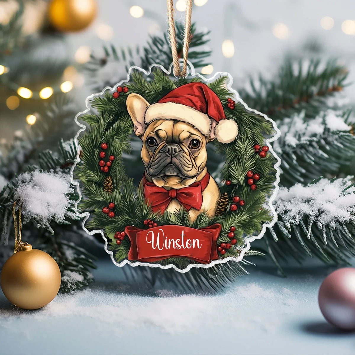 Shineful Acrylic Ornament Personalized Festive Frenchie