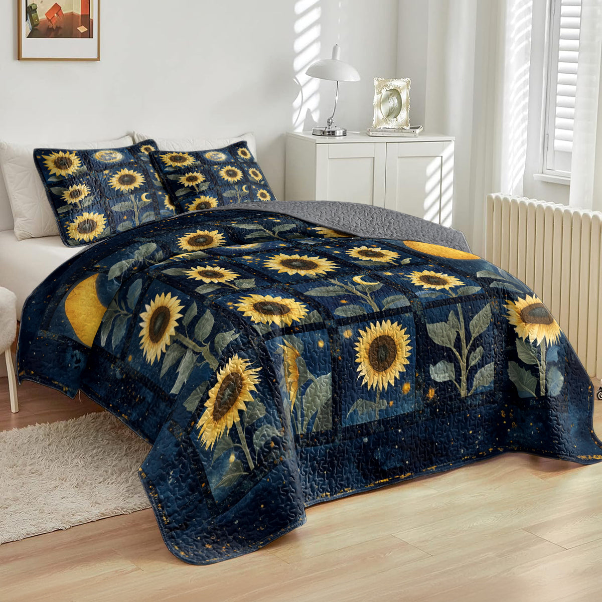 Shineful All Season Quilt 3-Piece Set Celestial Sunflower