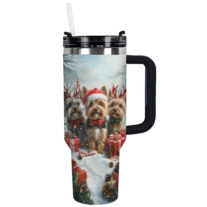 Shineful Tumbler Yorkie Winter Wonderland