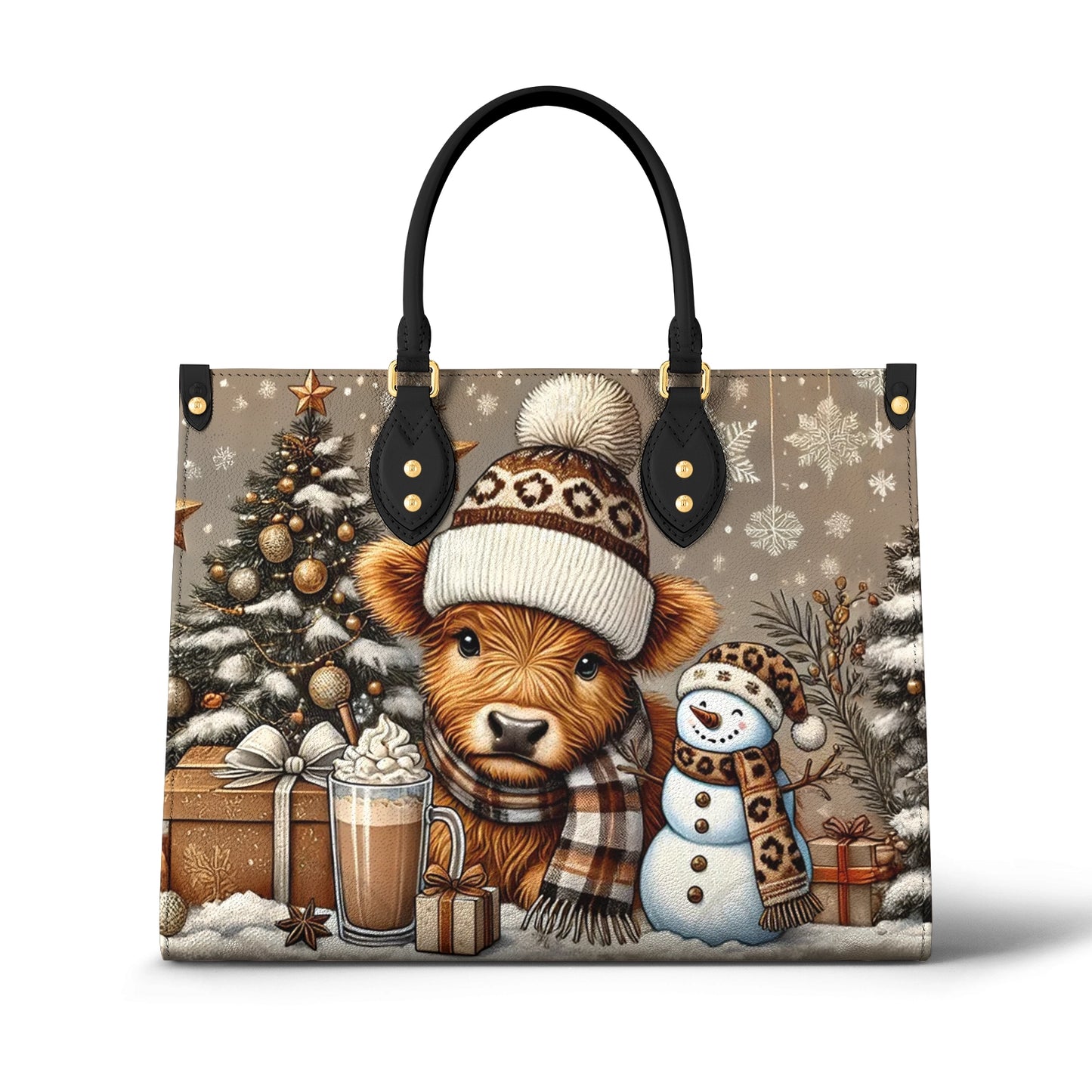 Glänzende Ledertasche Cozy Cow Winter Wonderland Edition