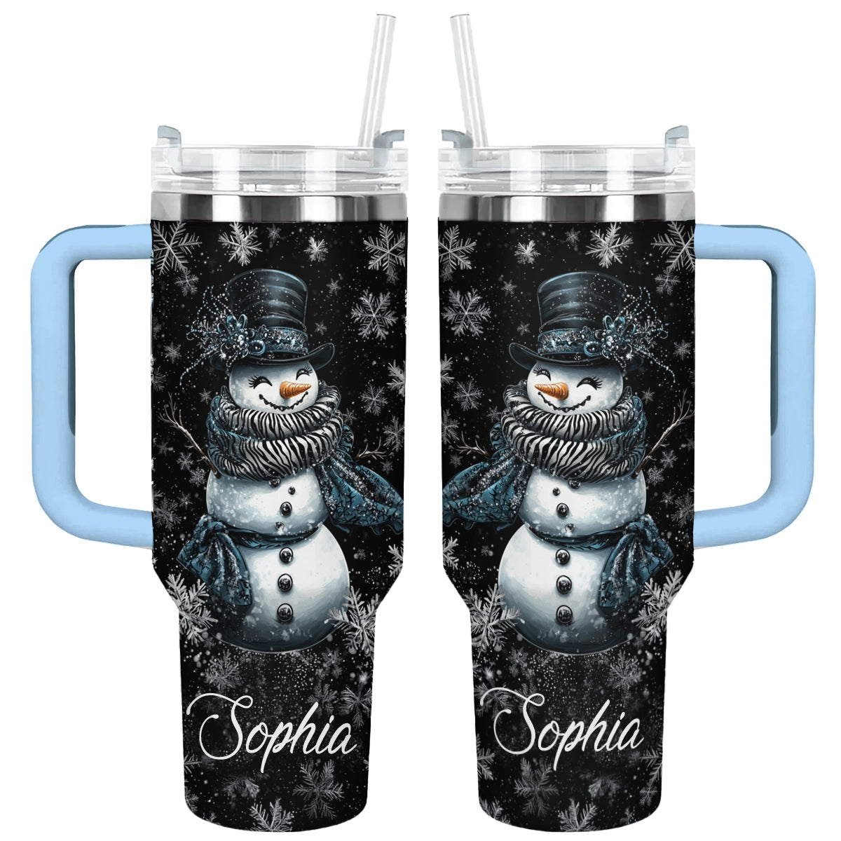 Shineful Tumbler Personalized Elegant Midnight Snowman