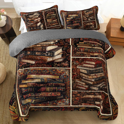 Shineful All Season Quilt 3-Piece Set Reading Classic Literature