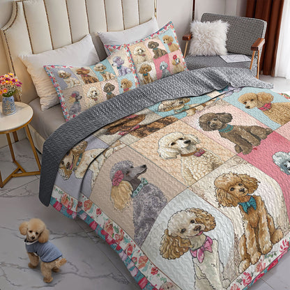 Shineful All Season Quilt 3-Piece Set Poodle Elegant