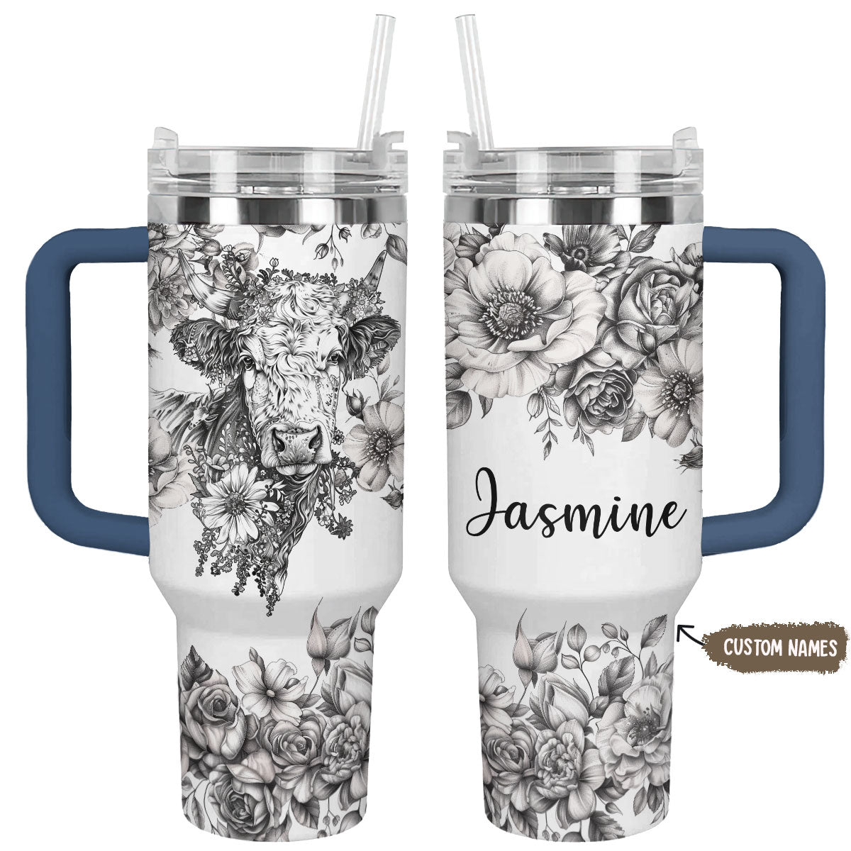 Shineful Tumbler Personalized Rustic Cow