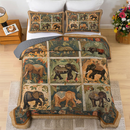 Shineful All Season Quilt 3-Piece Set Majestic Elephant