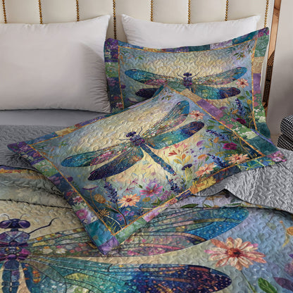 Shineful All Season Quilt 3-Piece Set Serenity Dragonfly