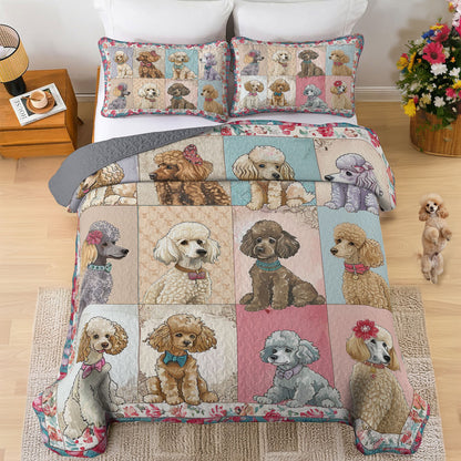 Shineful All Season Quilt 3-Piece Set Poodle Elegant