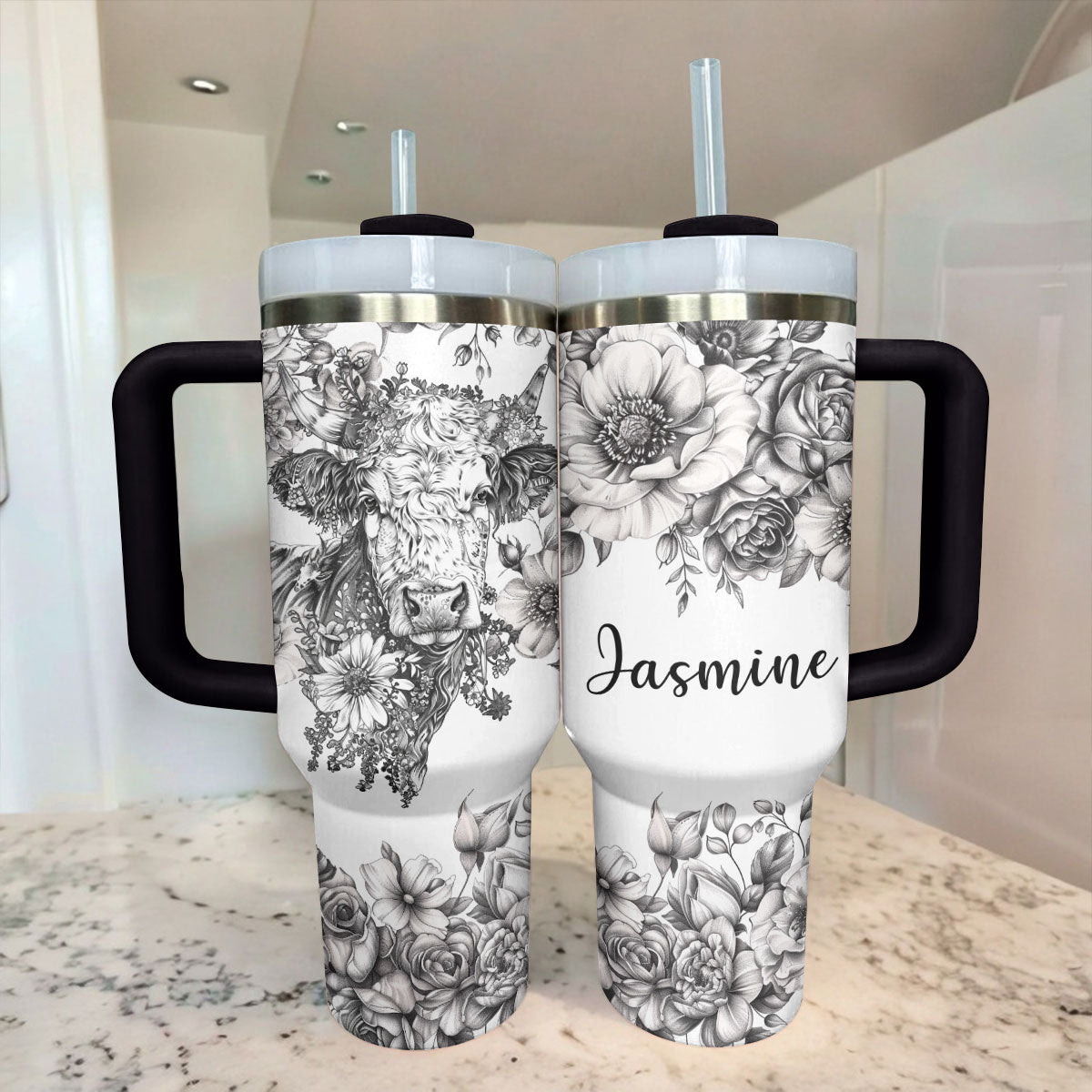 Shineful Tumbler Personalized Rustic Cow