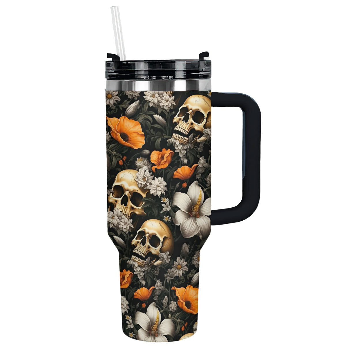 Glänzender Becher mit Totenkopf-Motiv