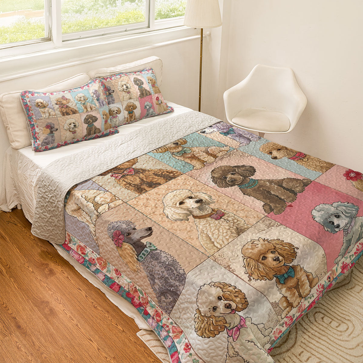 Shineful All Season Quilt 3-Piece Set Poodle Elegant