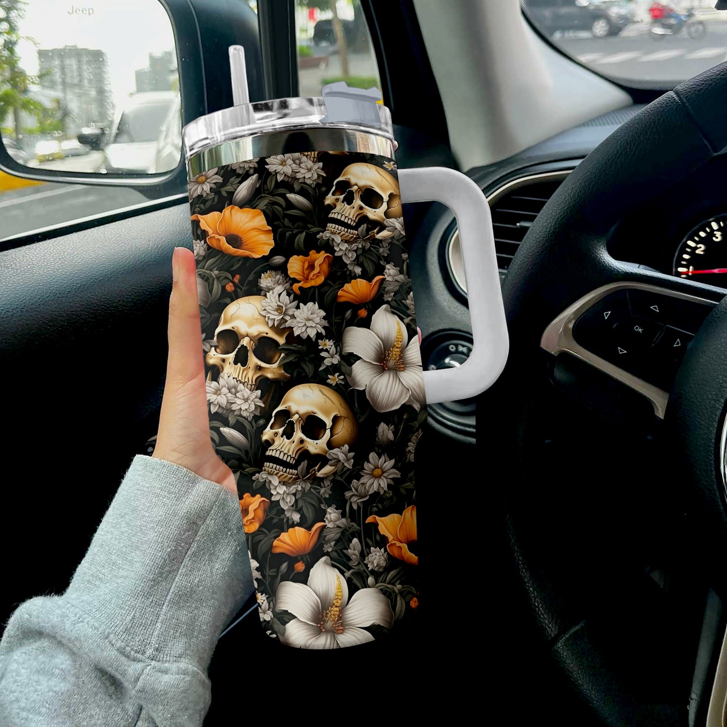 Shineful Tumbler Floral Skull