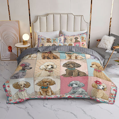 Shineful All Season Quilt 3-Piece Set Poodle Elegant