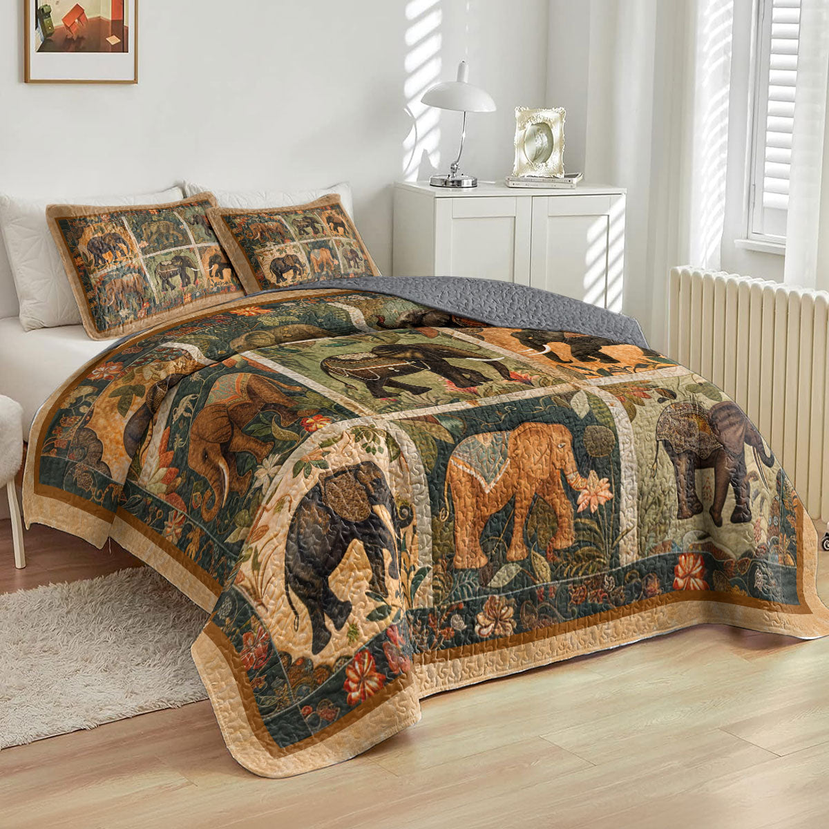 Shineful All Season Quilt 3-Piece Set Majestic Elephant