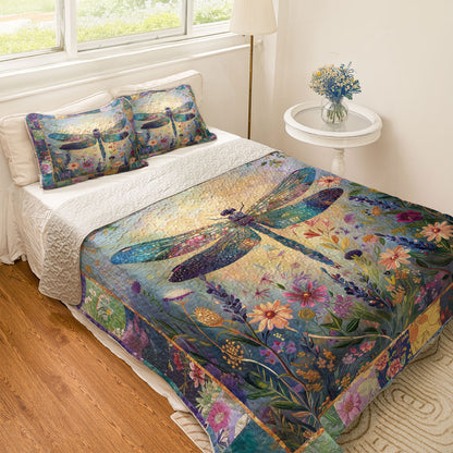 Shineful All Season Quilt 3-Piece Set Serenity Dragonfly