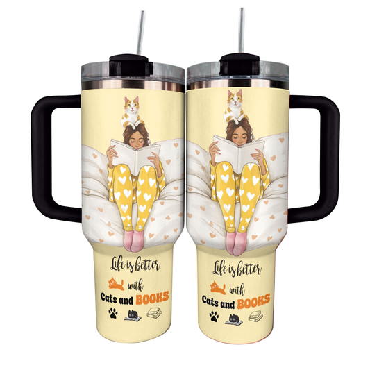 Shineful Tumbler Feline Reading Bliss