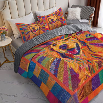 Shineful All Season Quilt 3-Piece Set Colorful Golden