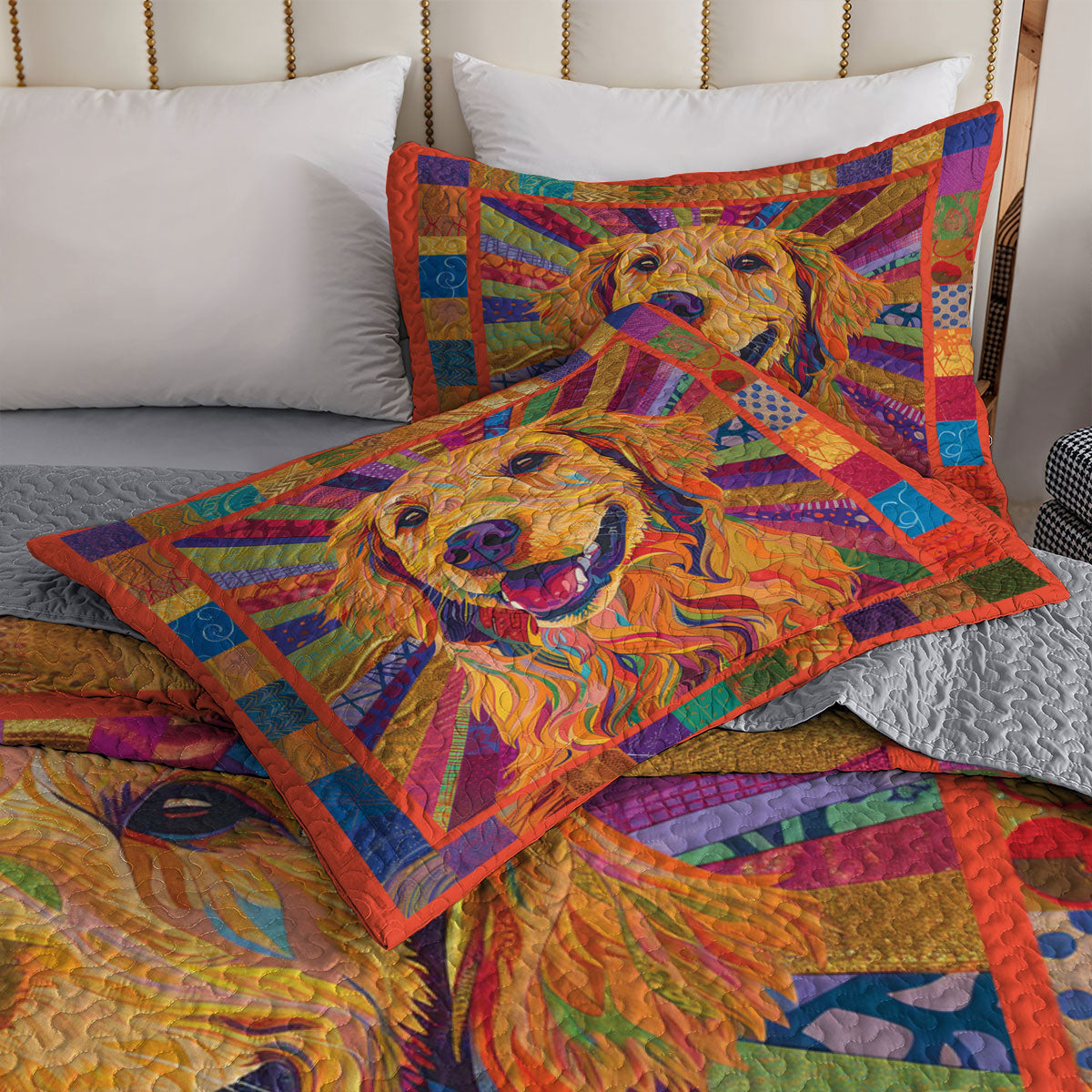 Shineful All Season Quilt 3-Piece Set Colorful Golden