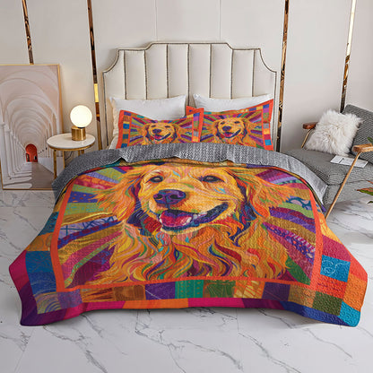 Shineful All Season Quilt 3-Piece Set Colorful Golden