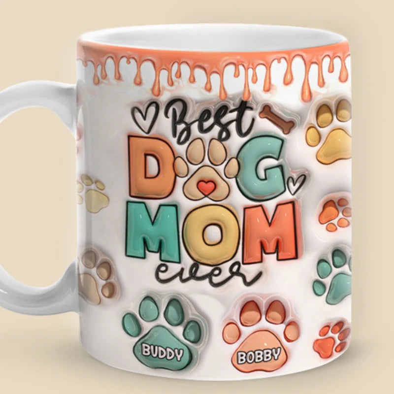 Shineful Mug Gift For Pet Owners, Pet Lovers - Best Dog Mom Dad Ever - Dog & Cat Personalized Custom 3D Inflated Effect Printed Mug