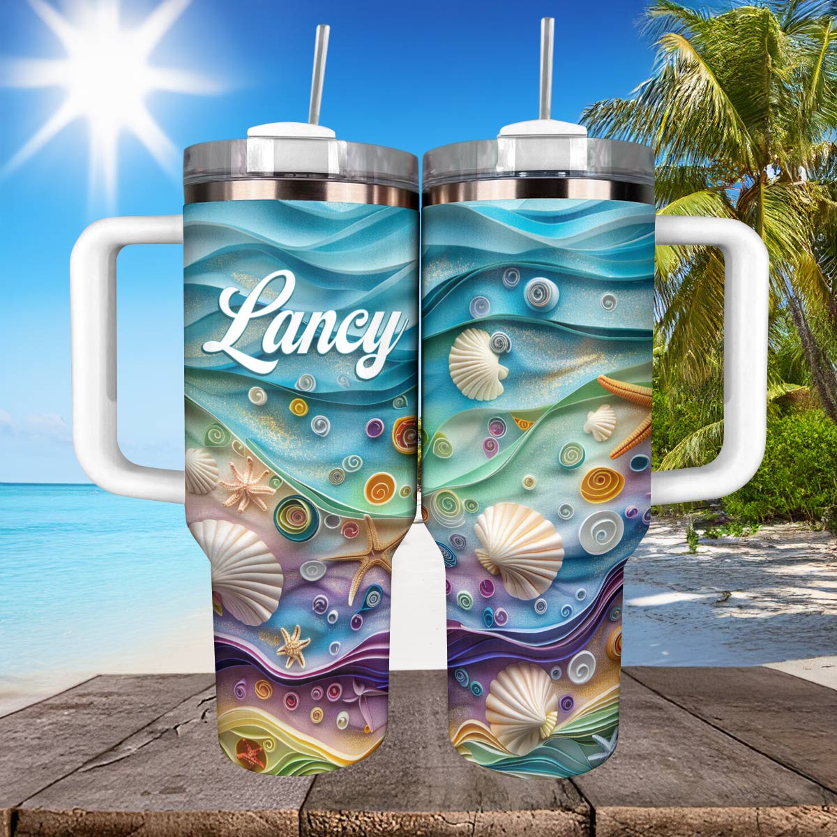 Glänzender Becher Ocean Harmony Personalisiert