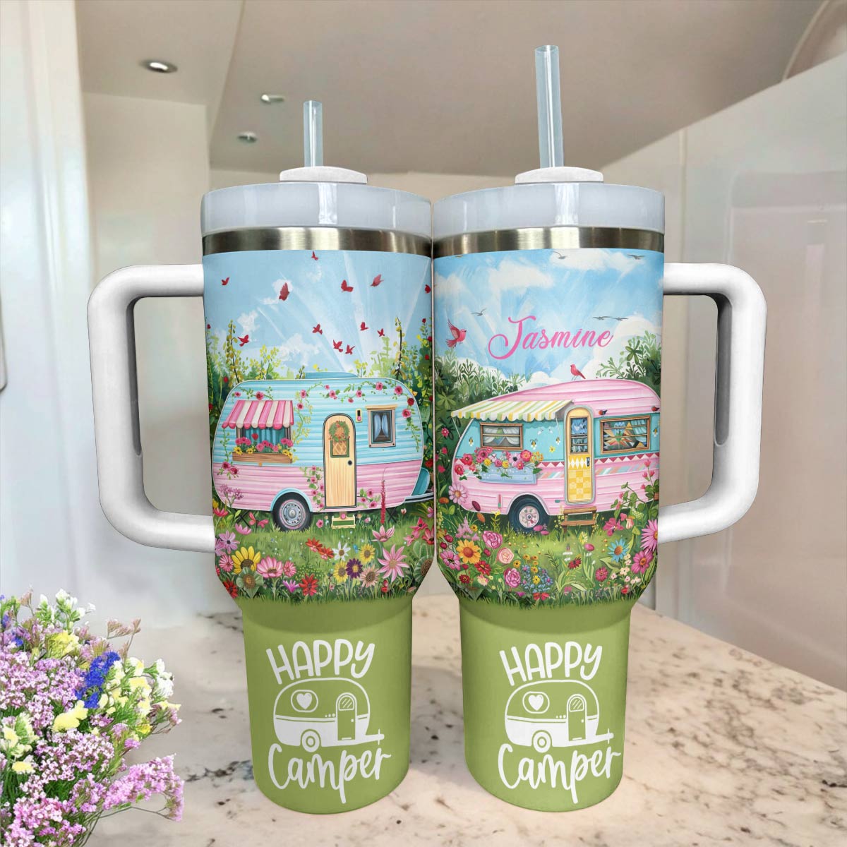 Shineful Tumbler Personalized Happy Camper