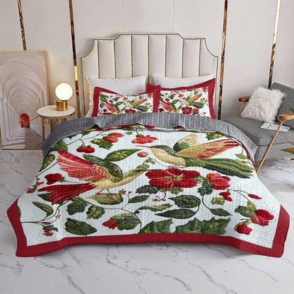 Shineful Flat Print All Season Quilt 3-Piece Set Beautiful Love Hummingbirds