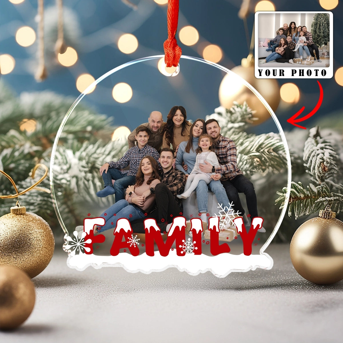 Shineful Decoration Ornament Family Personalized Upload Photo Snow