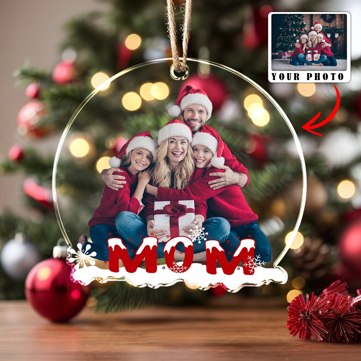 Shiny Dekoration Ornament Familie Personalisierte Upload Foto Schnee