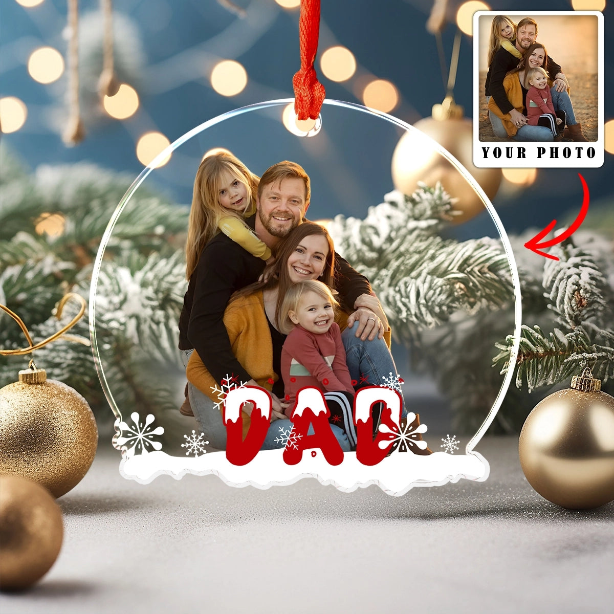 Shiny Dekoration Ornament Familie Personalisierte Upload Foto Schnee