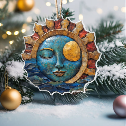 Glänzendes 2D Acryl Ornament Vintage Hippie Sonne