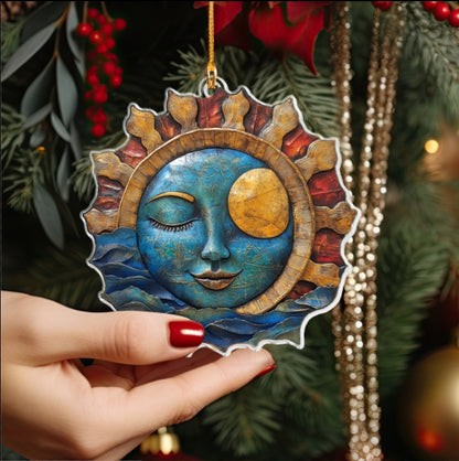 Glänzendes 2D Acryl Ornament Vintage Hippie Sonne