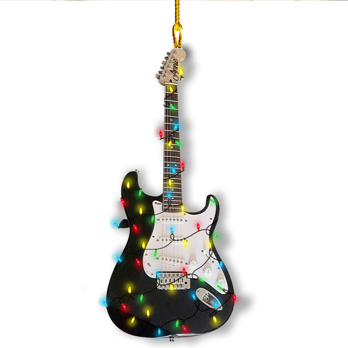 Shineful 2D Acrylic Ornament - Personalized Rockin' Christmas Lights Guitar