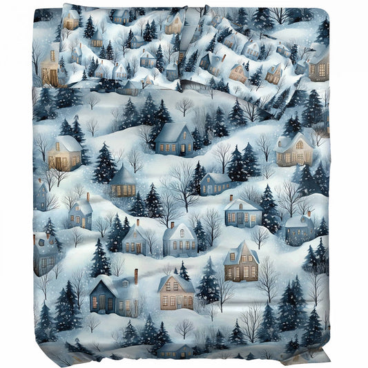 Shineful 4-Piece Bed Sheet Set Snow Village