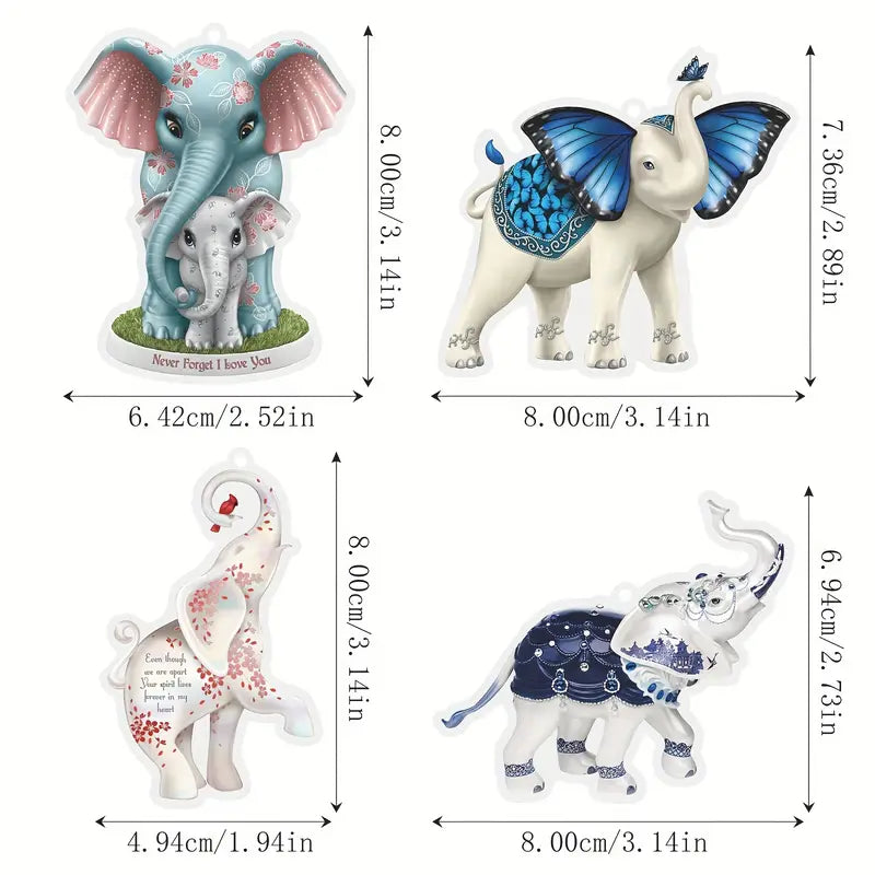 Ornement en acrylique 2D brillant - Pack de réduction Éléphant de Noël 