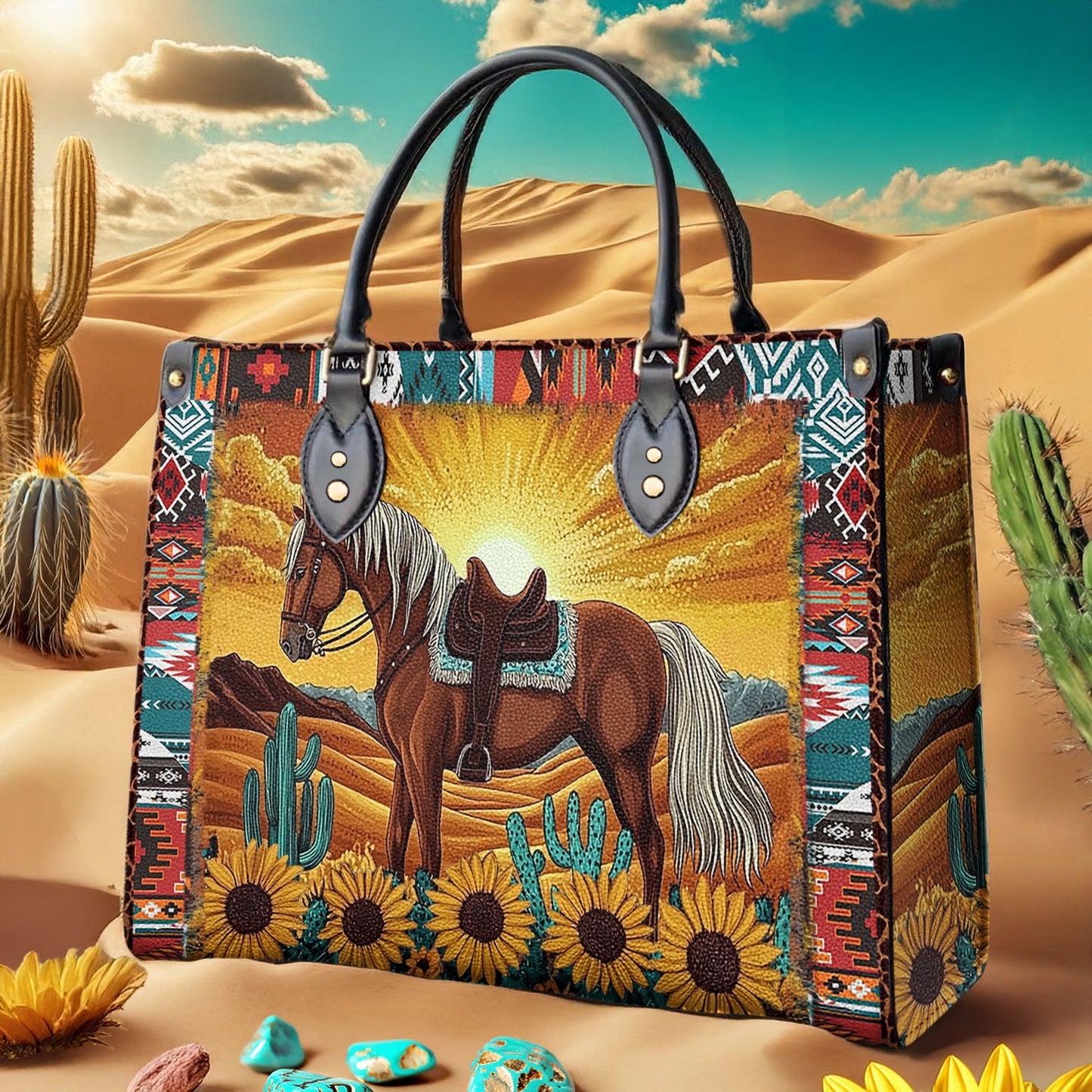 Sac en cuir brillant Desert Gallop