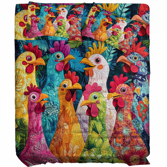 Shineful 4-Piece Bed Sheet Set Funny Chicken Friends