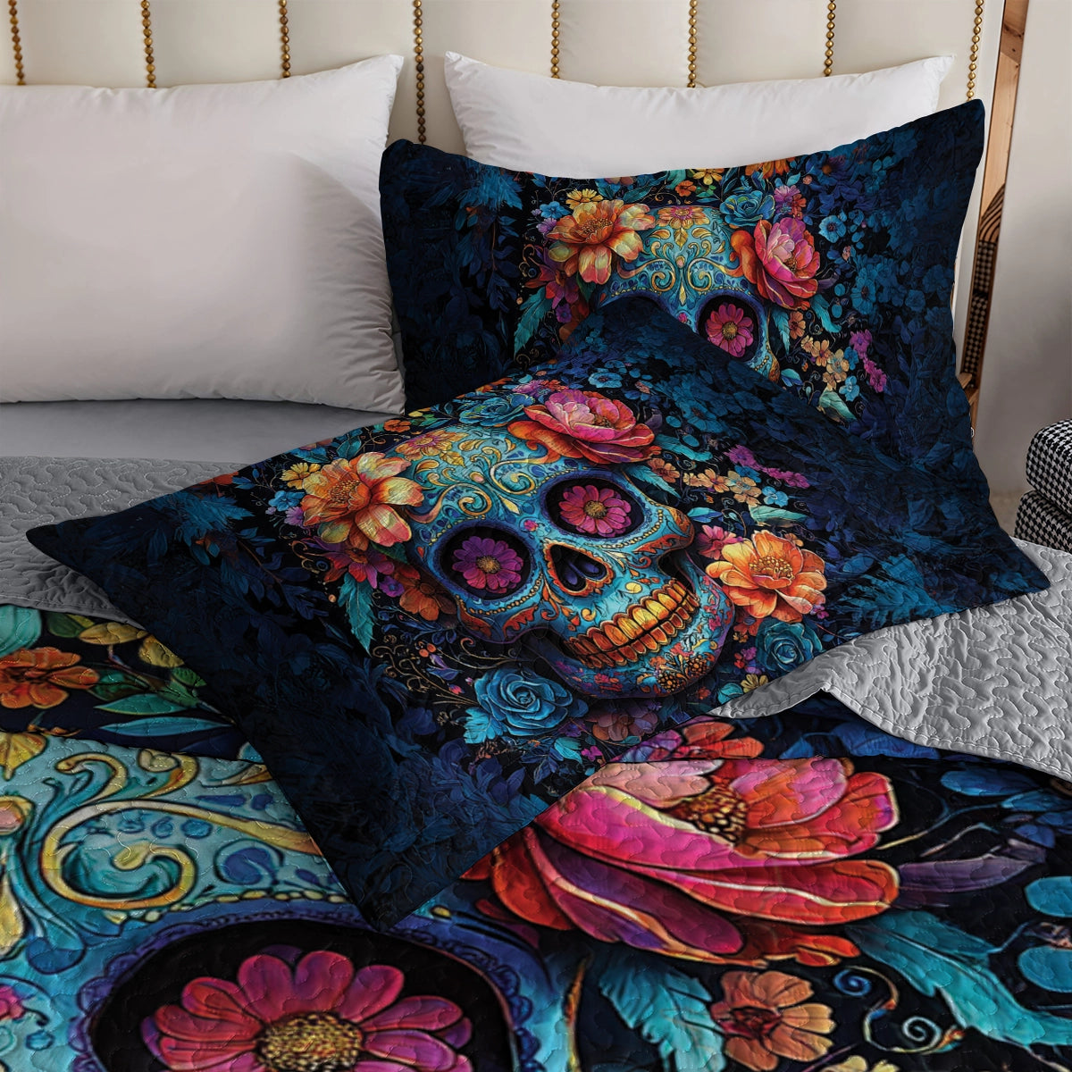 Shineful All Season Quilt 3-Piece Set - Sugar Skull Fiesta