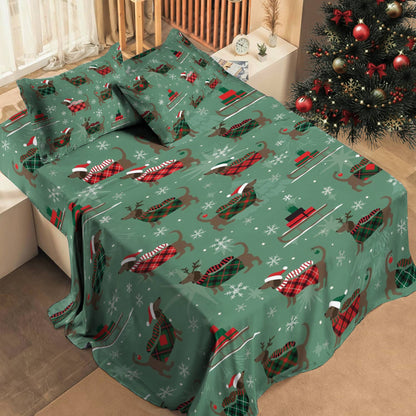 Shineful 4-Piece Bed Sheet Set Merry Dachsmas