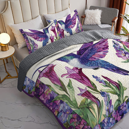 Shineful All Season Quilt 3-teiliges Set mit Blumenmuster, Kolibri 