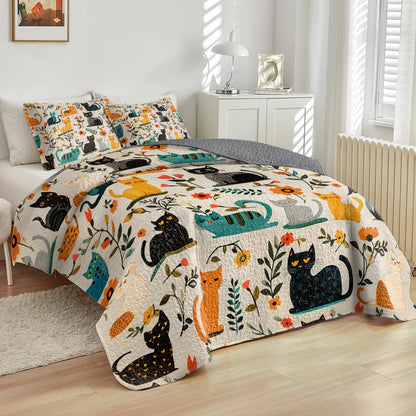 Shineful All Season Quilt 3-Piece Set - Purrfect Dreams Cat