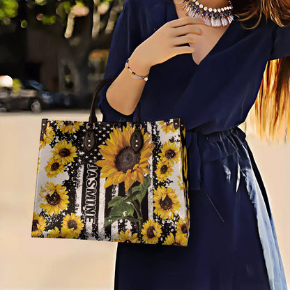 Sac en cuir brillant personnalisé Tournesol Hope Love