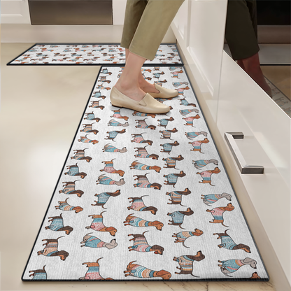 Tapis de sol antidérapant ultra fin Shineful, tapis de cuisine Teckels ludiques