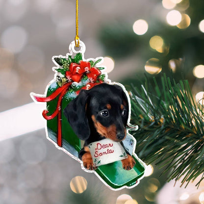 Shineful 2D Acrylic Ornament Santa’s Little Helper Dachshund