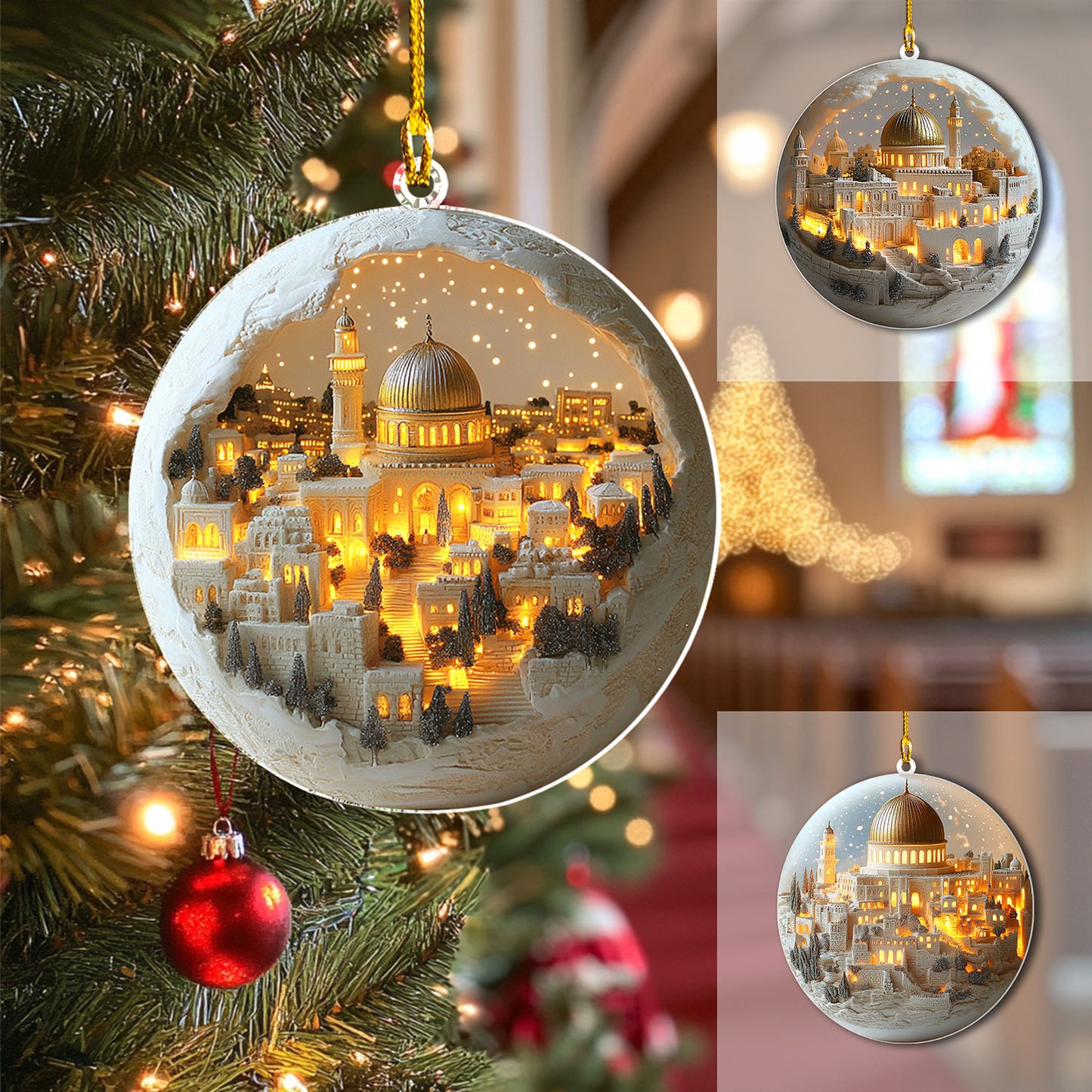 Shineful 2D Acrylic Ornament - Jerusalem’s Golden Glow