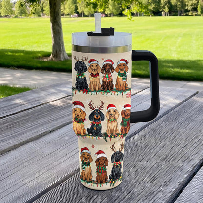 Shineful Tumbler Christmas Dachshund Party